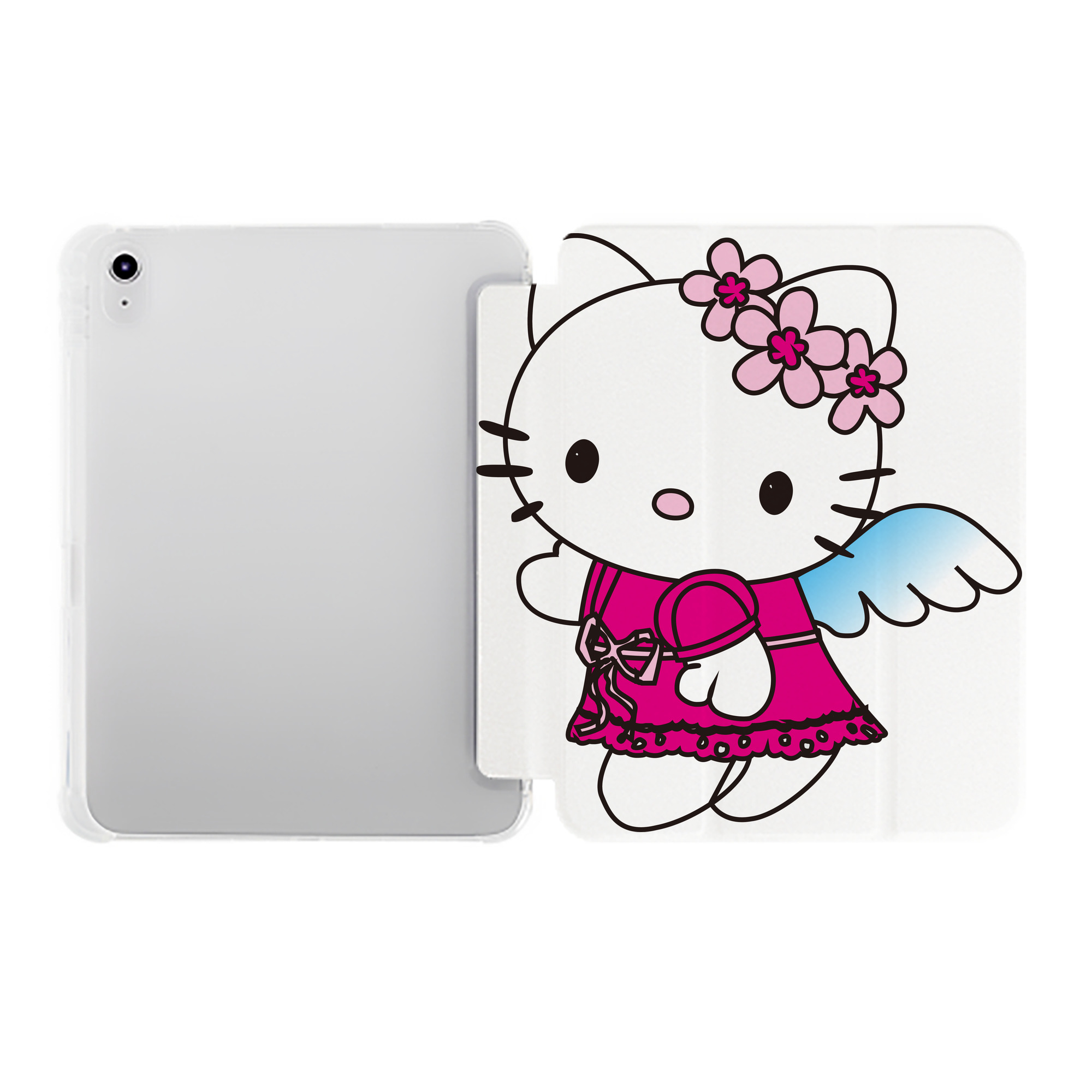 （画像用） Hello Kitty ハローキティ IPad ケース ペン収納付き 三つ折りスタンド PUレザー×シリコン 対応機種9.5/10.5/10.9インチ